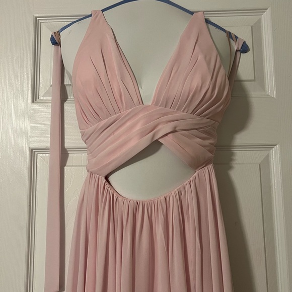 Fame and partners halter cutout front slit pink prom dress!!! - Picture 3 of 7